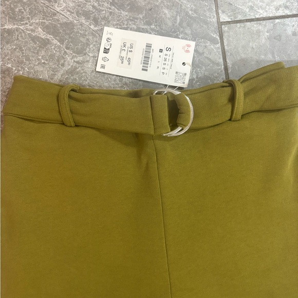 Zara Mustard Wide Leg Belted Pants - Picture 2 of 6